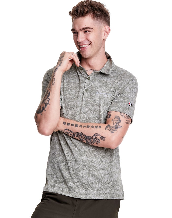 Champion Jacquard Sport Polo Erkek Tişört Gri ( XQETSJ621 )